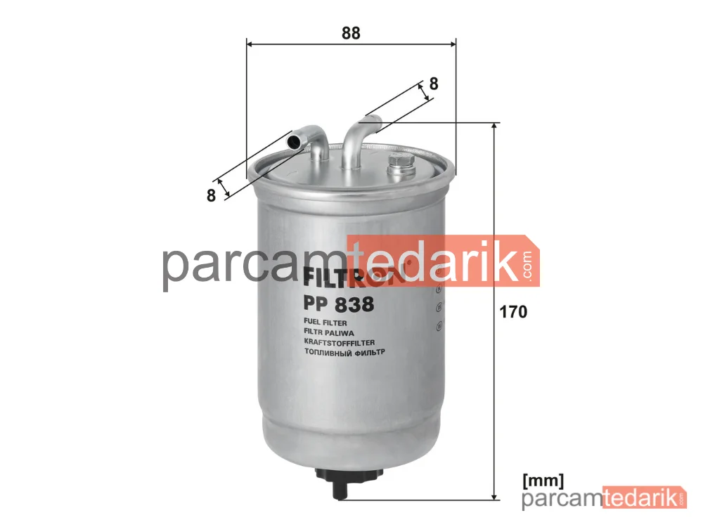 FILTRON PP838 | Yakıt Filtresi — VW LT 28-35 I Panelvan/Van, VW LT 28-35 I Platform şasi, VW Transporter T3 Minibüs/Otobüs