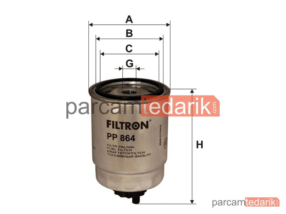 FILTRON PP864 | Yakıt Filtresi — Citroën Saxo, Fiat Brava, Fiat Bravo I