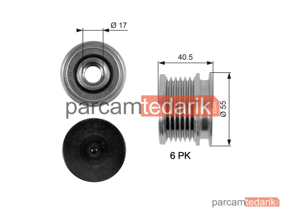 OAP7057 | Alternatör Kasnağı — Mercedes-Benz Sprinter 3-t, Mercedes-Benz Vito