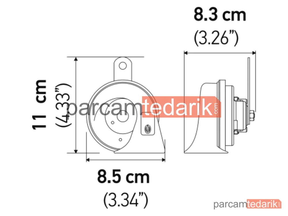 HELLA 3FH012010981 | Korna 12V Trumpet 400/500HZ Üniversal (MB) Kirmizi R