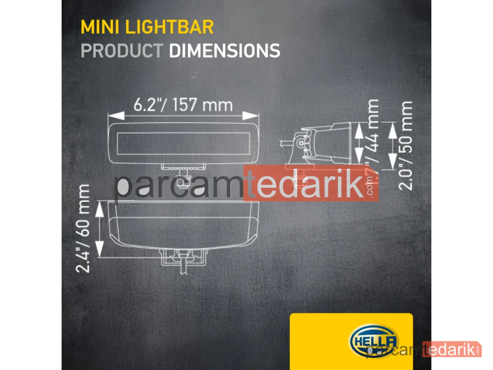 HELLA 1FB358176201 | Uzun Huzme Far 12V-24V LED Siyah Hareketli Montaj