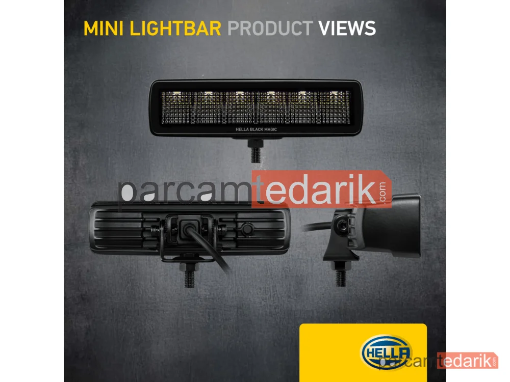 HELLA 1FB358176201 | Uzun Huzme Far 12V-24V LED Siyah Hareketli Montaj
