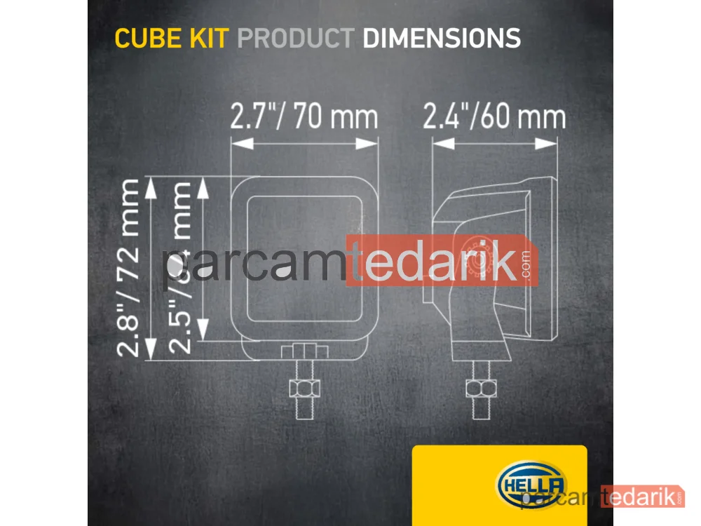 HELLA 1FA358176801 | Uzun Huzme Far — 12V-24V LED Siyah 70 MM Hareketli MO