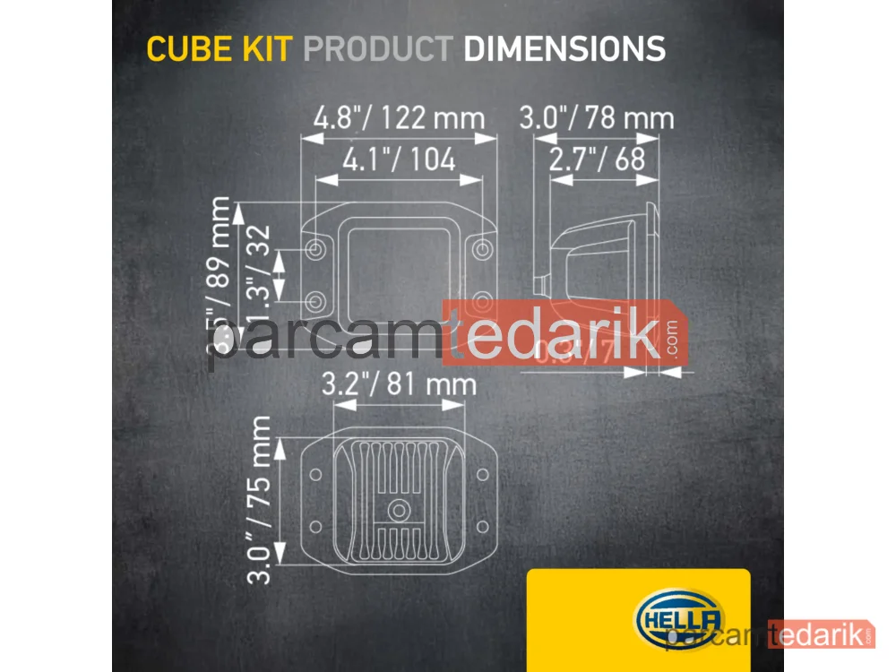 HELLA 1FA358176831 | Uzun Huzme Far 12V-24V LED Siyah 122 MM