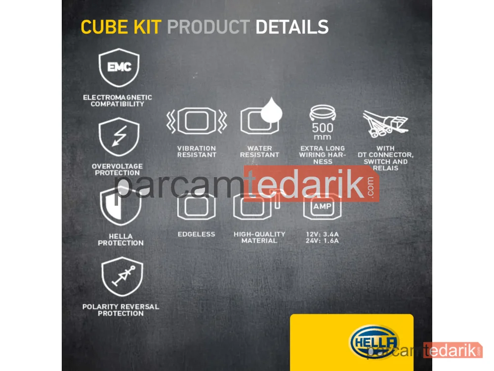 HELLA 1FA358176831 | Uzun Huzme Far 12V-24V LED Siyah 122 MM