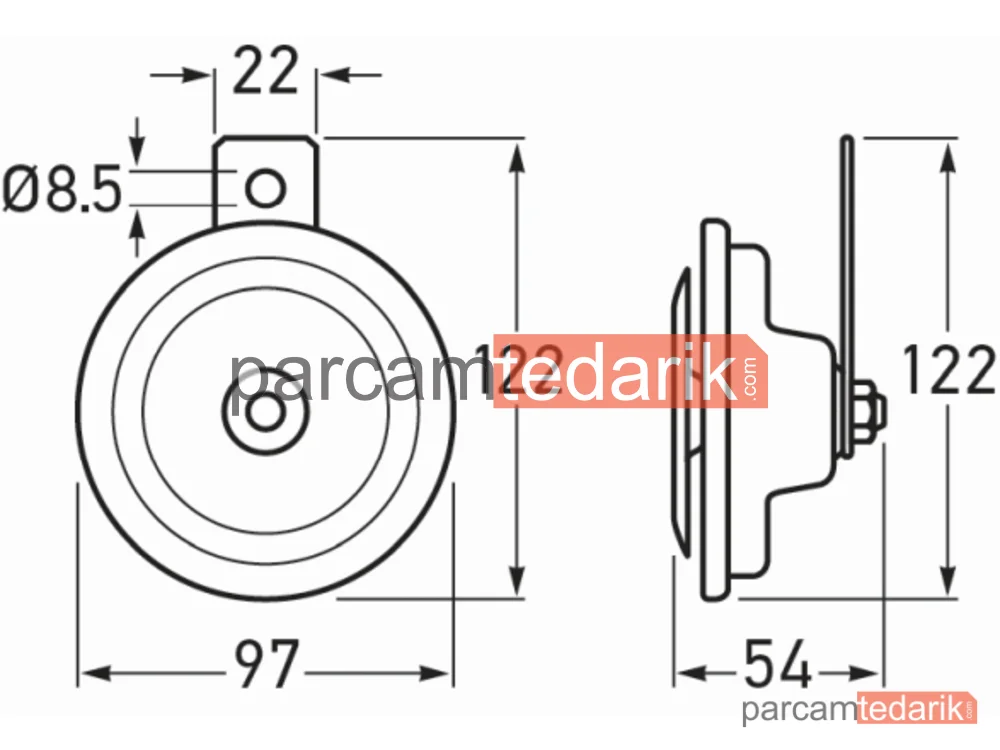 HELLA 3BA002768382 | Korna 24 Volt Di-Dit ORTA Boy 335 HZ Kalın Ses Auwar