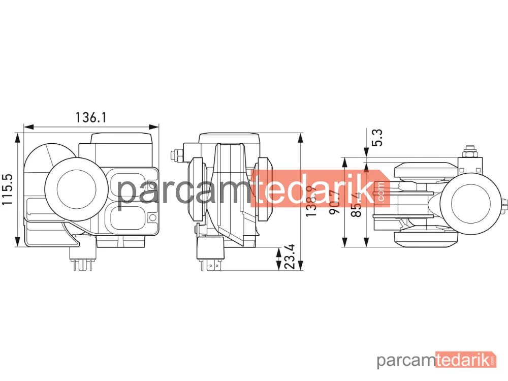 HELLA 3PB013410081 | Korna 12V 240W 112DB 520-660 HZ Üniversal Passange