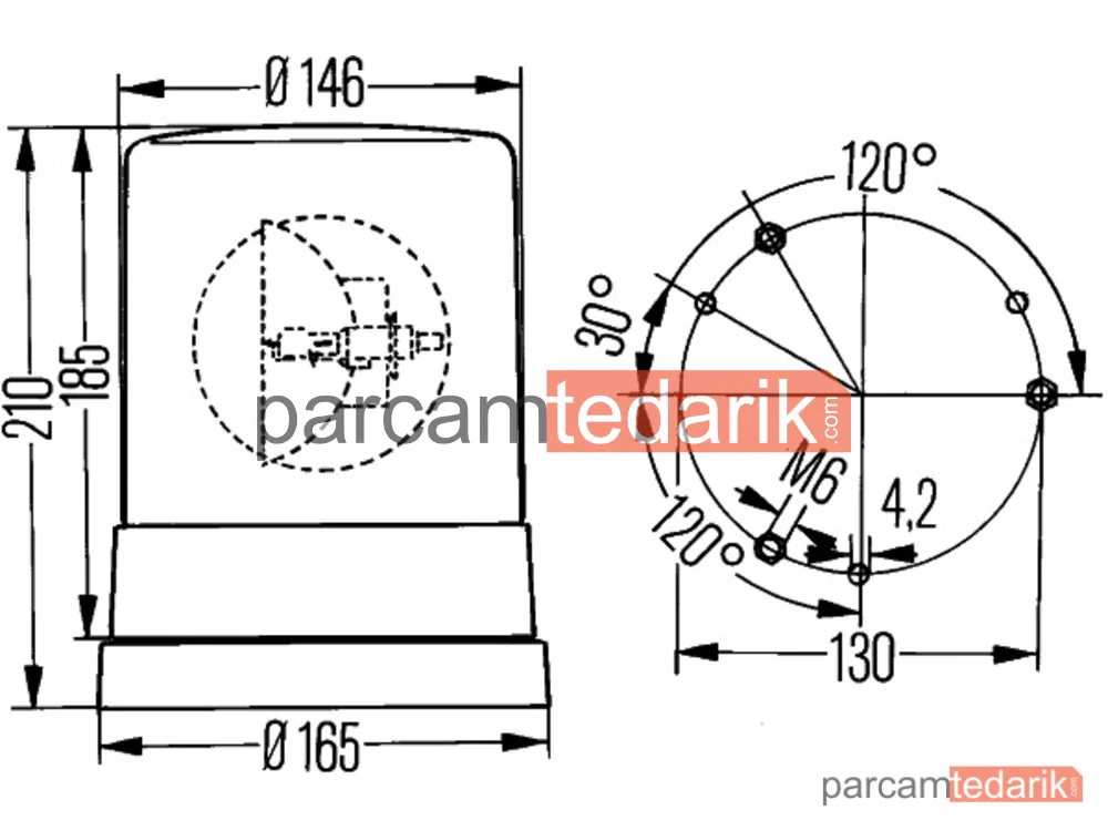 HELLA 2RL004958111 | Döner Lamba 24 Volt Sabitlenen Tip ORTA Boy