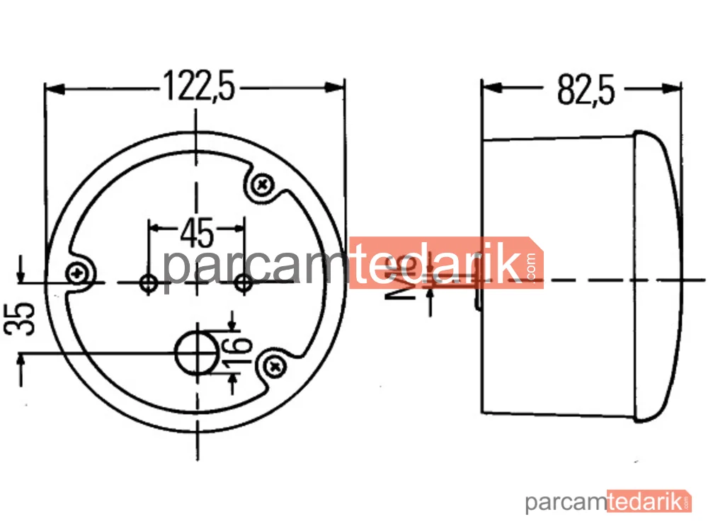 HELLA 2ZR344169157 | Geri Vites Lambası Halojen Sol 24V İş Makinesi TRA