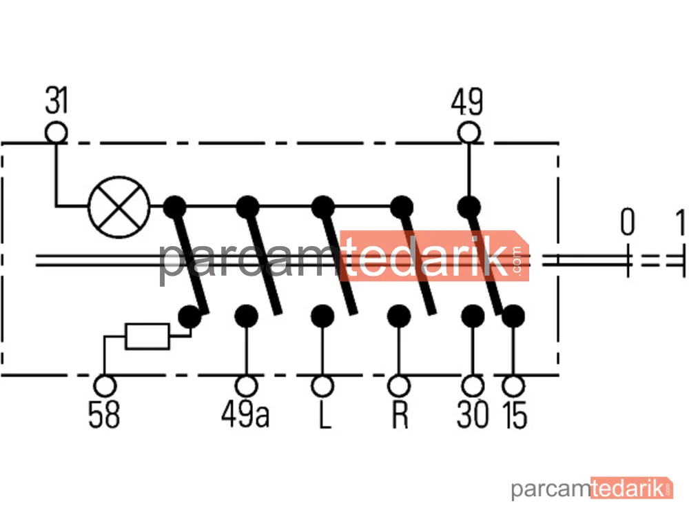 HELLA 6HH003631021 | Dörtlü Flaşör Anahtarı W1 2W Mercedes-Benz 190 W201