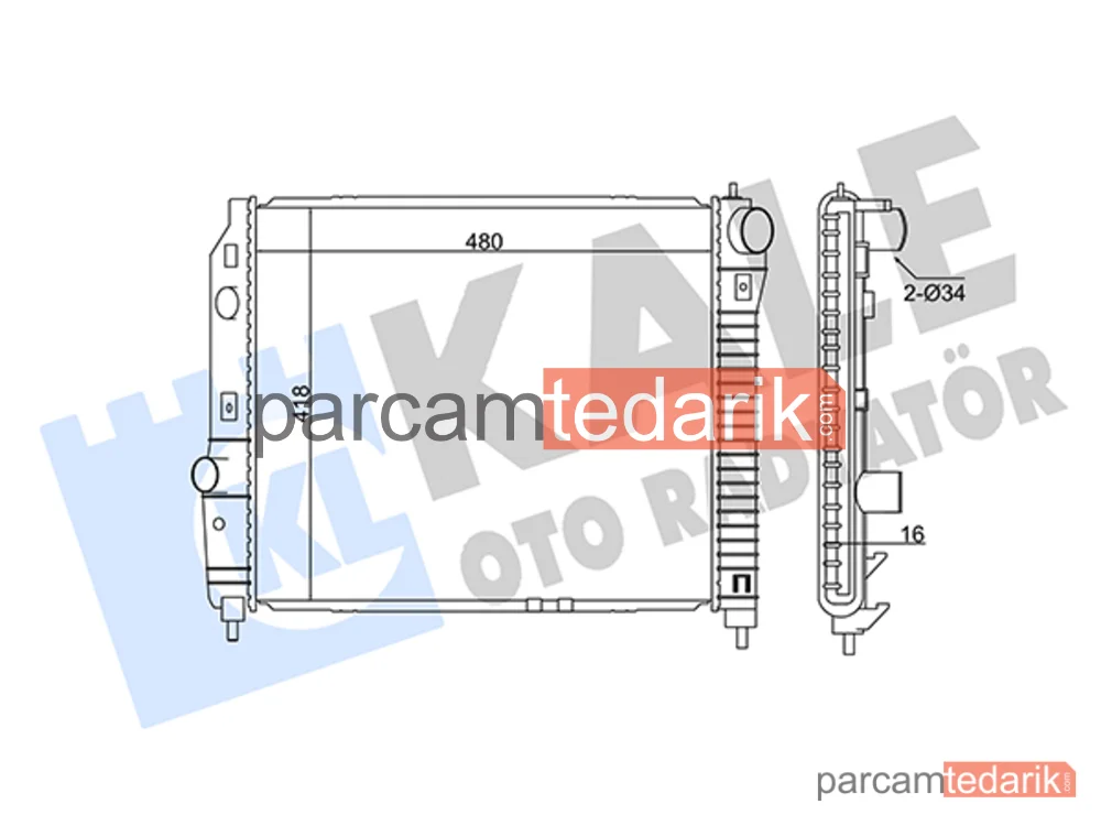 354800 | Su Radyatörü — Chevrolet AVEO / Kalos Hatchback, Chevrolet AVEO / Kalos Sedan, Daewoo Kalos