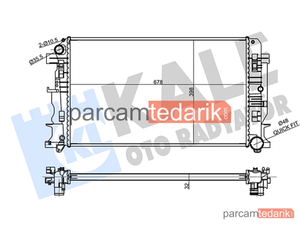 354980 | Su Radyatörü — Mercedes-Benz Sprinter 3,5-t Minibüs/Otobüs, Mercedes-Benz Sprinter 3,5-t Panelvan/Van, Mercedes-Benz Sprinter 3,5-t Platform şasi