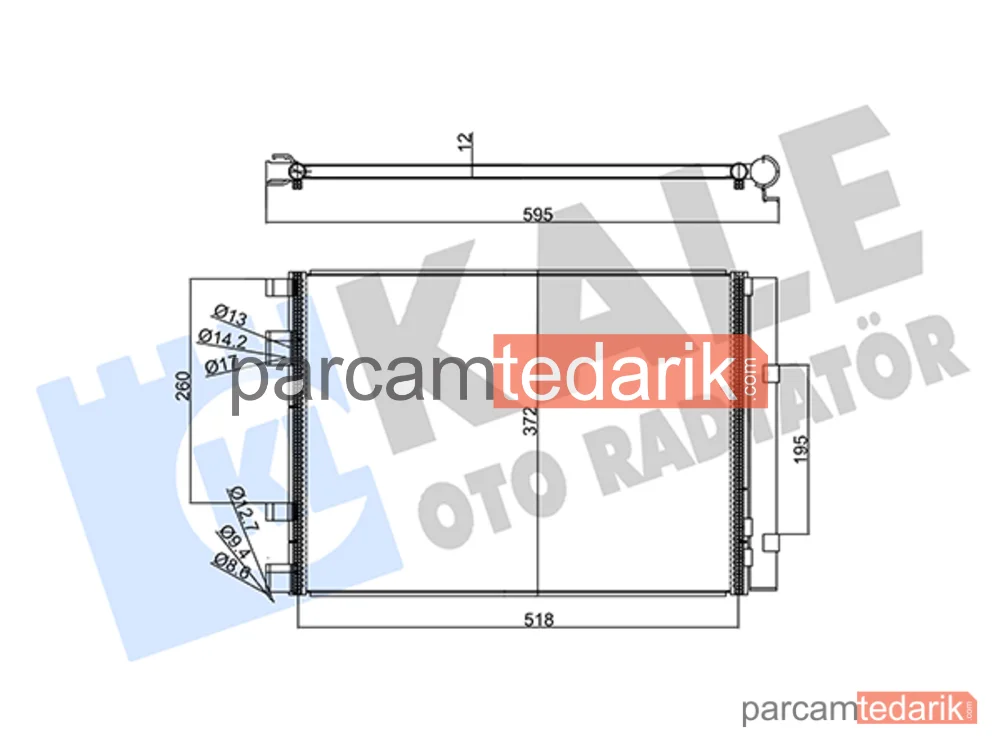 358225 | Klima Kondenseri — Hyundai i20 I, Hyundai Accent IV, Kia Rio III