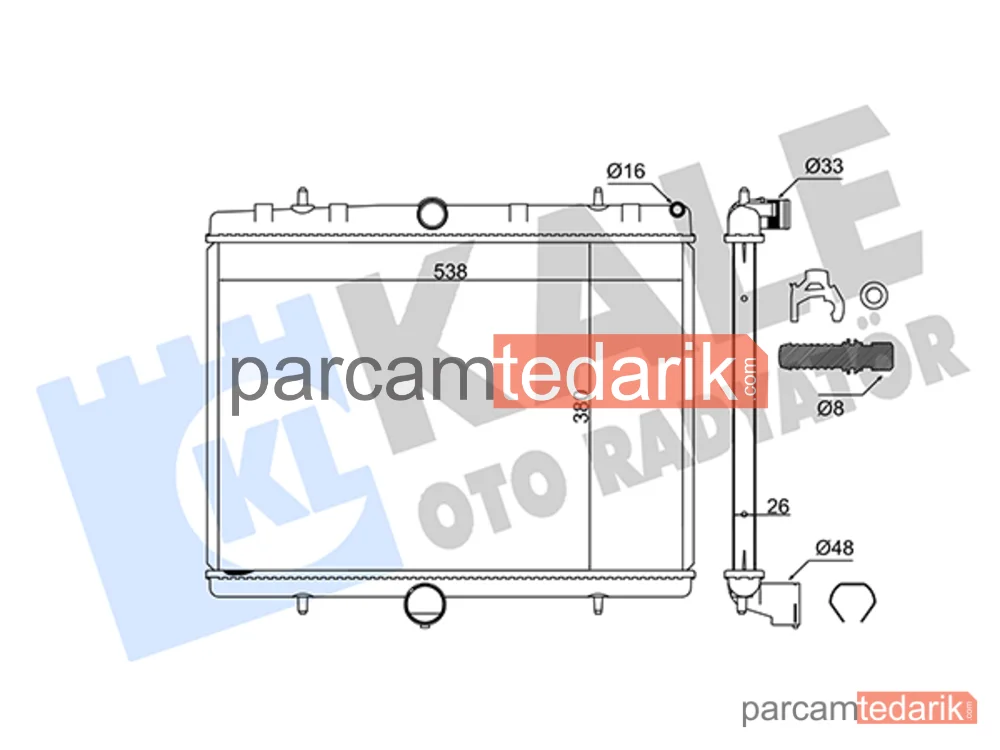 368500 | Su Radyatörü — Citroen Jumpy II, Peugeot Expert Tepee, Fiat Scudo