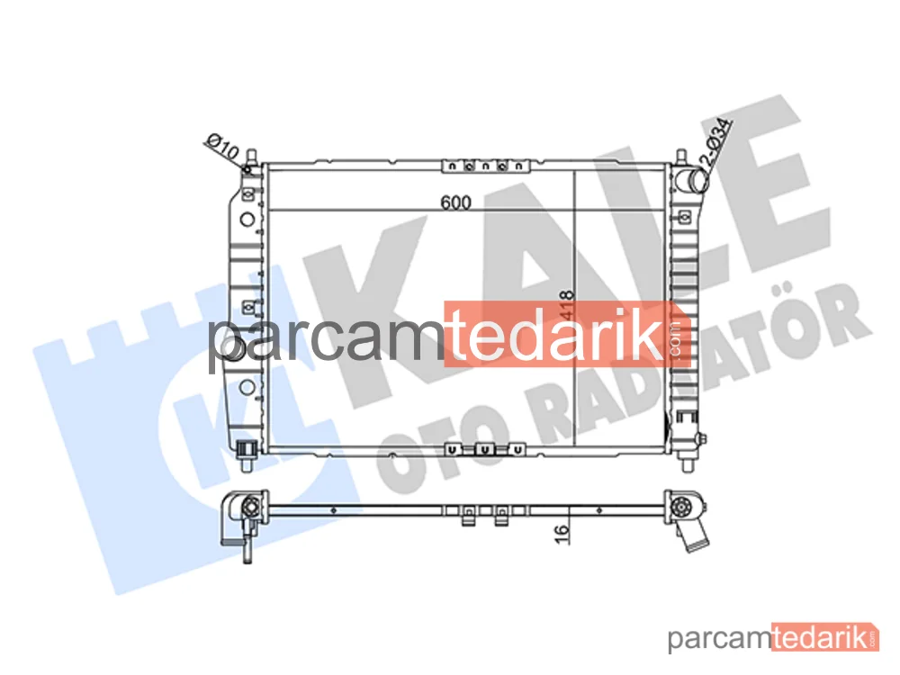 372200 | Su Radyatörü — Chevrolet AVEO / Kalos Hatchback, Chevrolet AVEO / Kalos Sedan, Daewoo Kalos