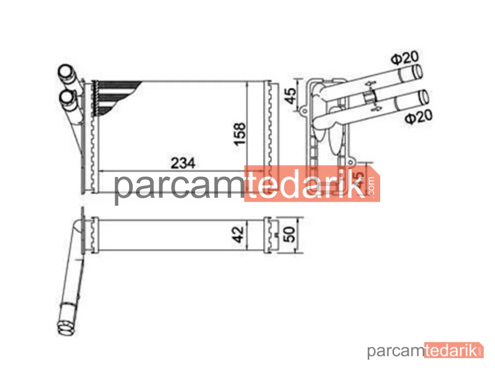 359000300810 | Kalorifer Radyatörü — Audi 80 B3 Sedan, Audi 80 B4 Avant, Audi 80 B4 Sedan