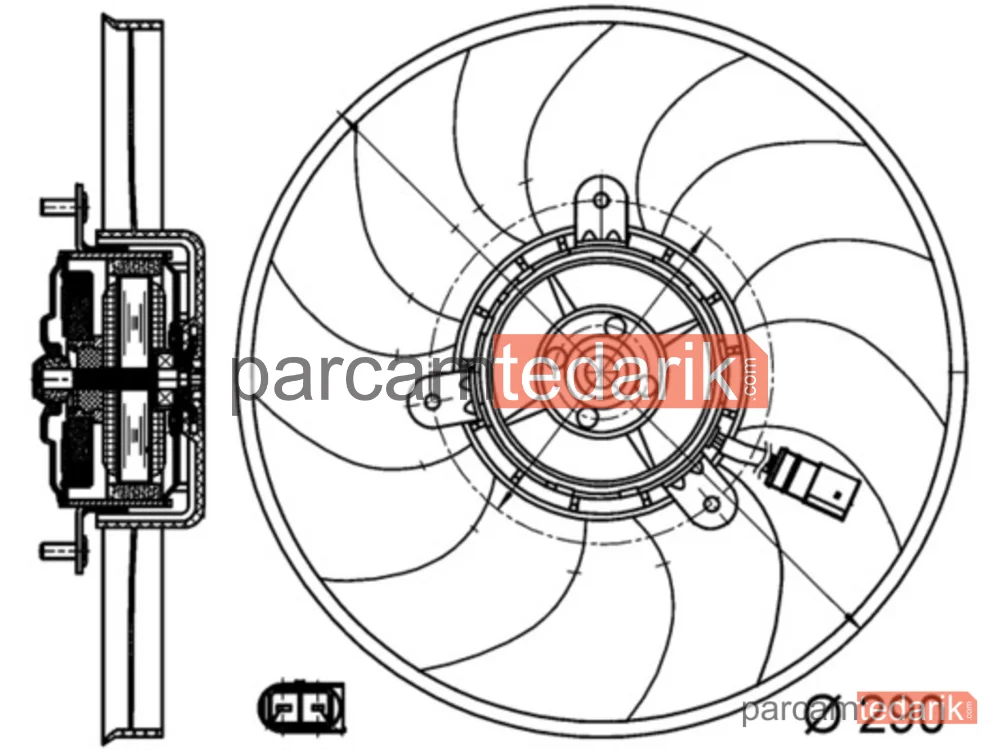 BEHR CFF171000S | Fan Motoru — 295 MM 200W (VW Caddy 04- Golf 04-14 Passat 06-15 Audi A3 04-13 Seat Leon 06-13)