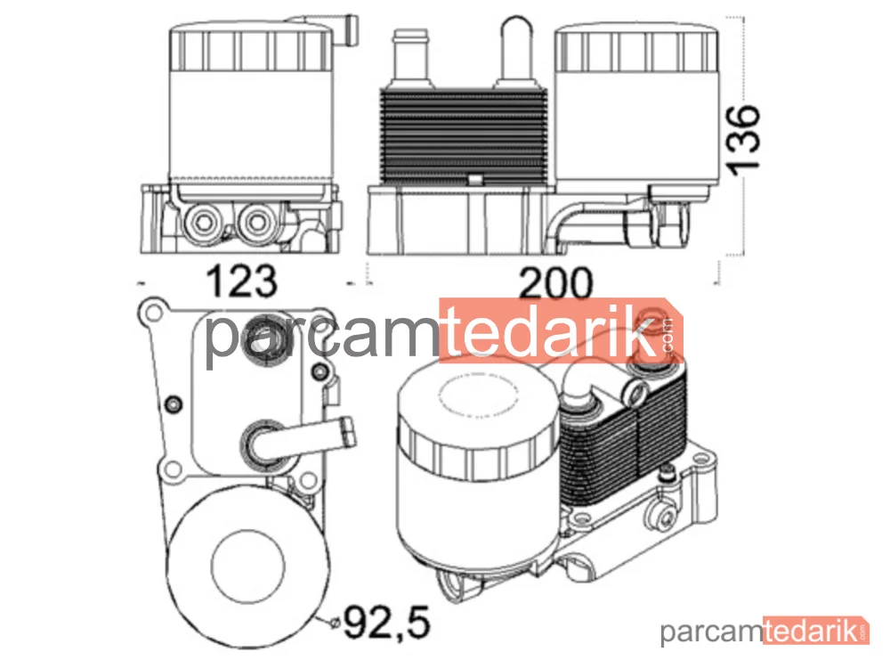 CLC191000S | Yağ Soğutucusu — Filtreli Komple (Ford Transit Connect 1.8TDCI 75PS/90PS 02/-/)
