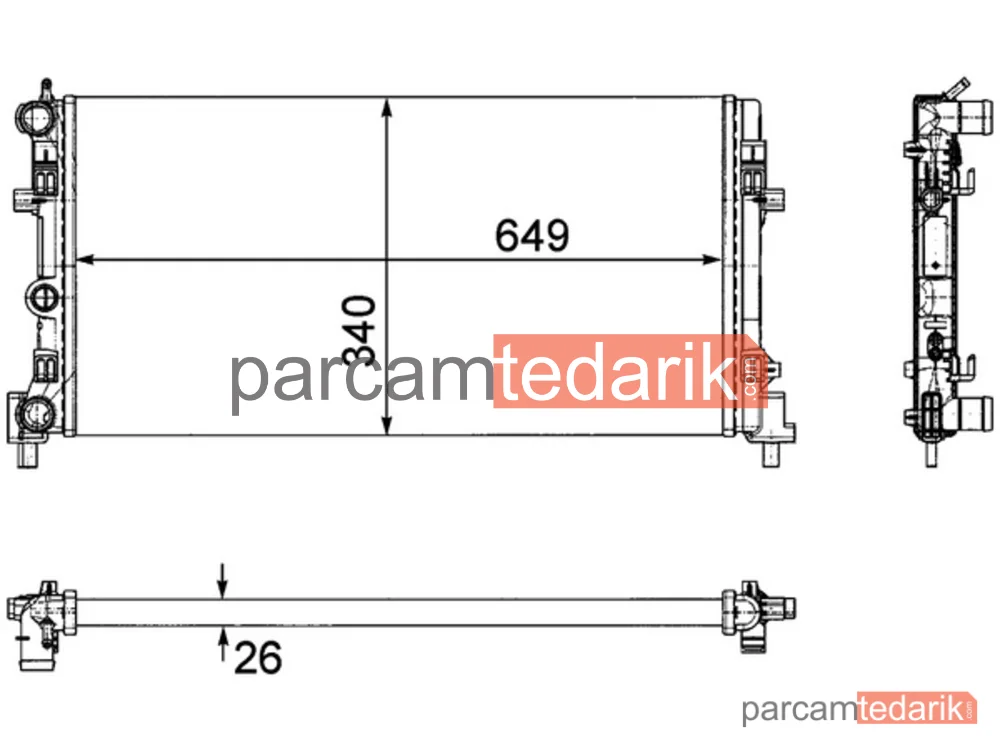 BEHR CR1096000P | Su Radyatörü — 649X340X26 (VW Polo 10-20 Audi A1 11-14 Seat Ibiza 09-17 Skoda Fabia 11-15)