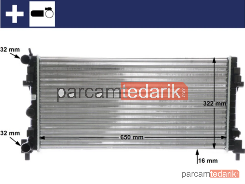 BEHR CR2081000S | Su Radyatörü — 650X322X16 (VW Polo 10-20 Audi A1 11-18 Seat Ibiza 09-17 Skoda Fabia 11-15) CR 2081 000S