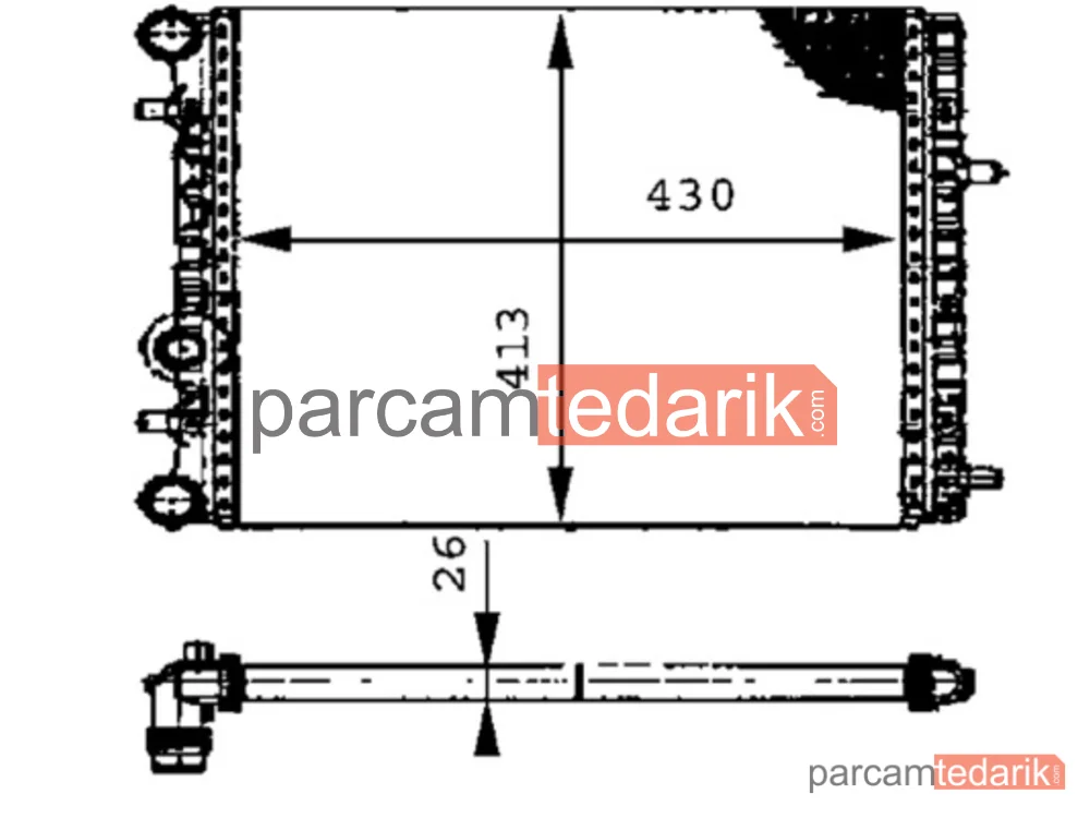 BEHR CR454000S | Su Radyatörü — Klimasiz 430×413 (VW Polo 02-10 Seat Ibiza 02-10 Skoda Fabia 00-10) BBY-BKY-AUA