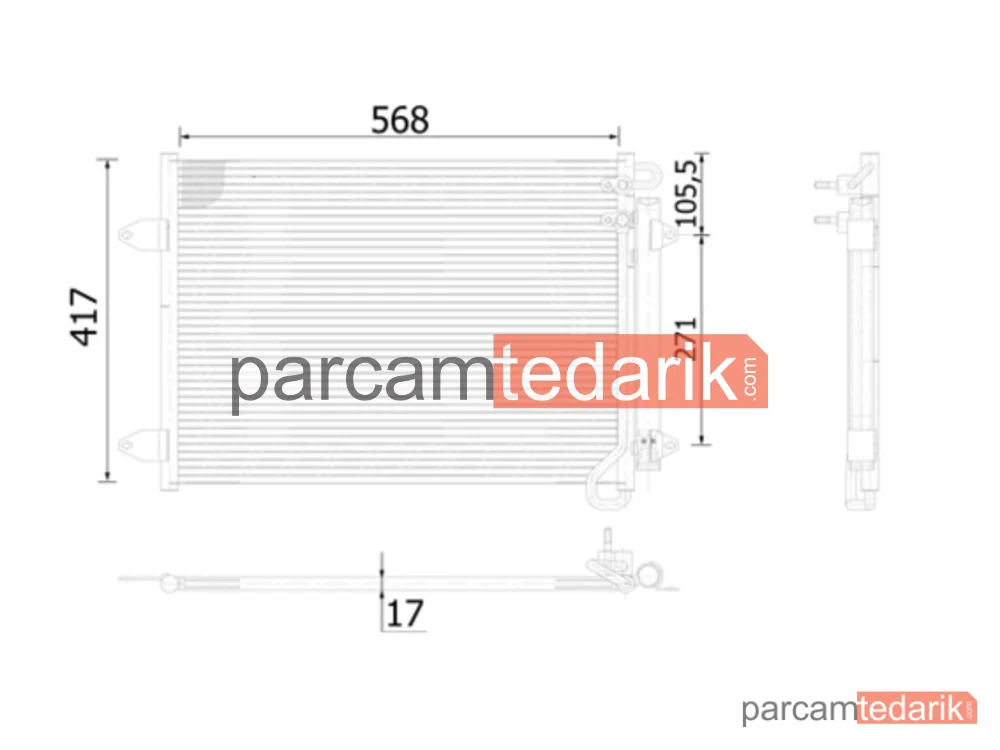 AC734000S | Su Radyatörü — Kilma -568×417×17 VW Passat