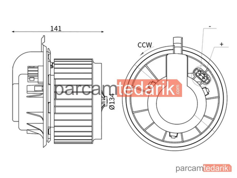 AB312000S | Kalorifer Fan Motoru — Arka (VW Touareg 03-10 Transporter 03-11 Audi Q7 07-15)