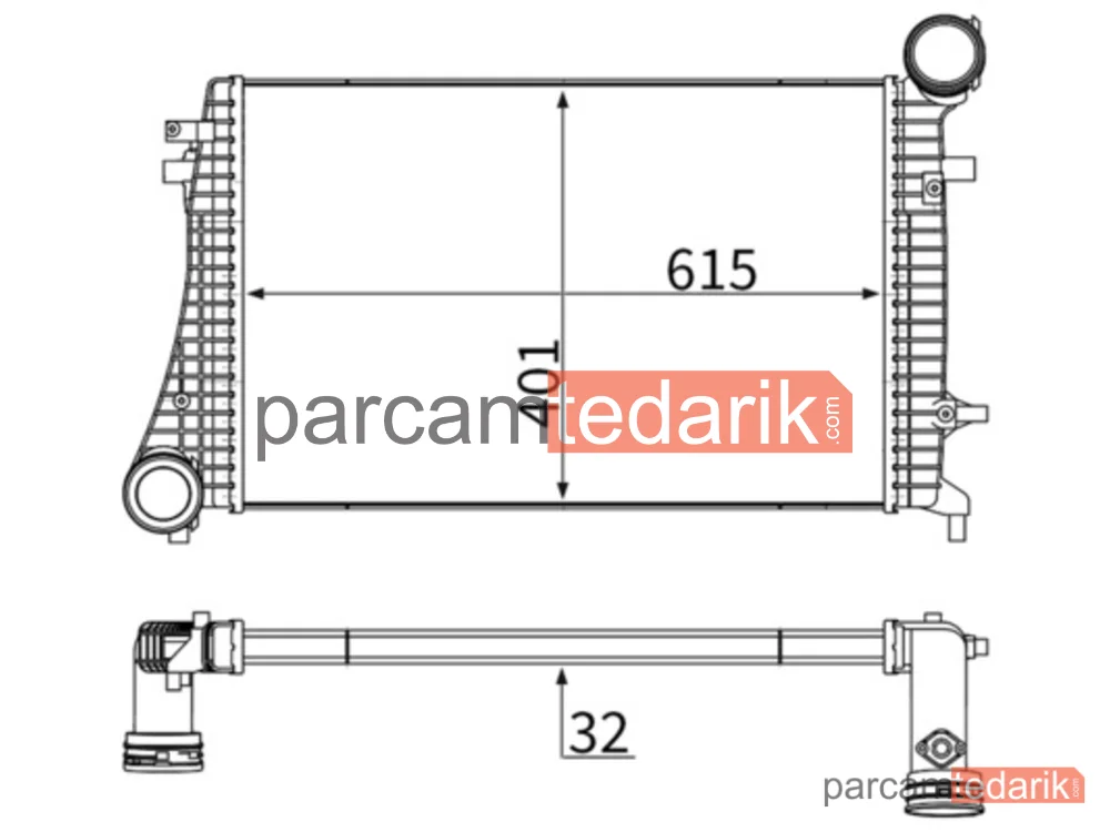 CI166000S | Turbo Radyatörü — VW Caddy 04-11 Golf 06-09 Audi A3 04-13 Skoda Octavia 04-13