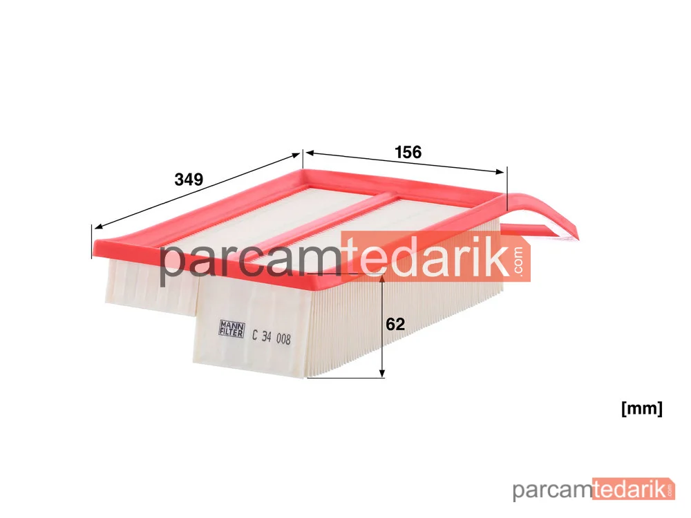 MANN FILTER C34008 | Hava Filtresi — Fiat 500L 1.3 D Multijet 14=>, 500X 1.3 D Multijet 14=>
