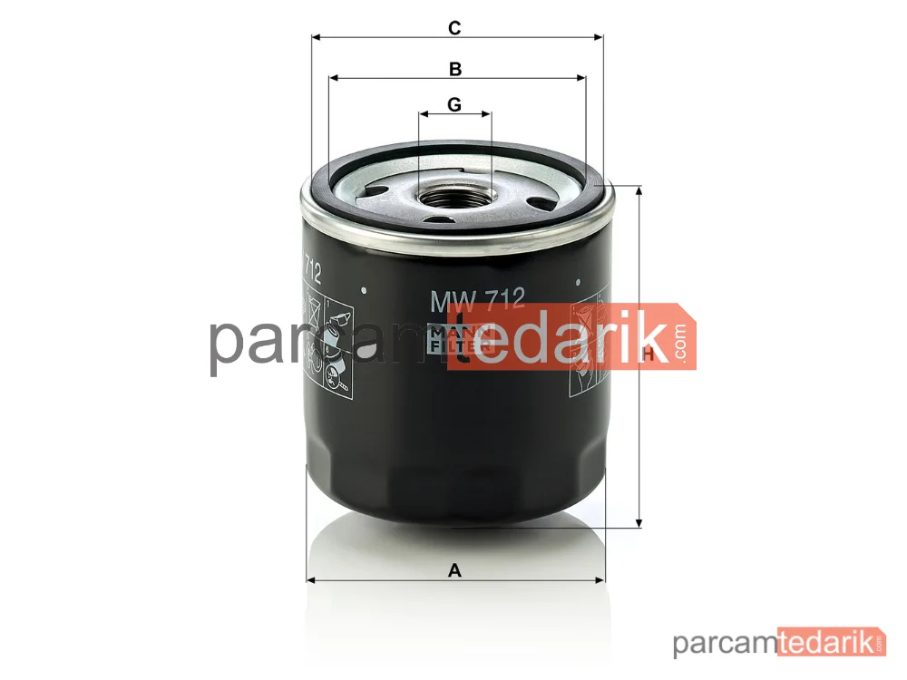 MANN FILTER MW712 | Yağ Filtresi — BMW Motorcycles K 84-08, R 850 99-06