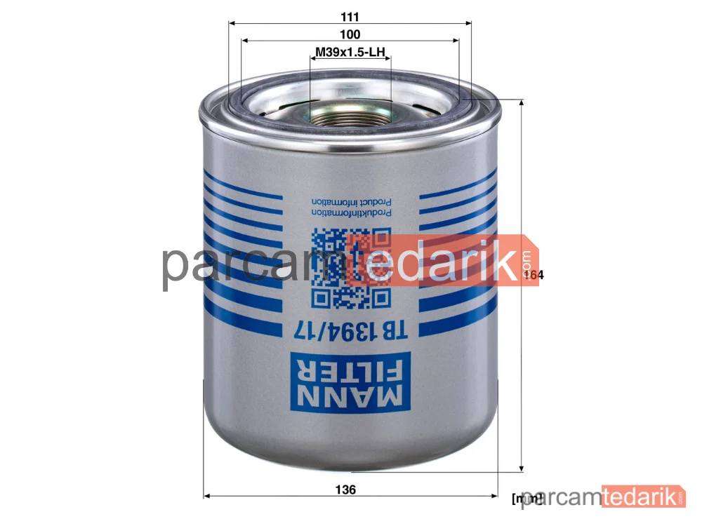 MANN FILTER TB1394/17X | Hava Kurutucu Kartuşu (Renault Kerax Magnum AE DX)