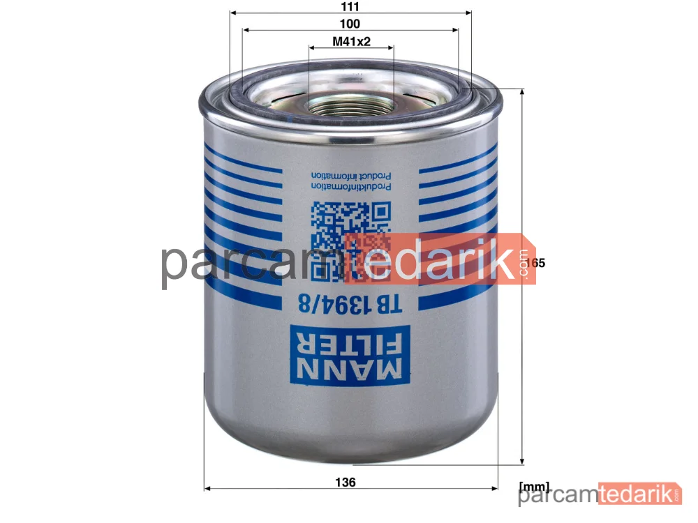 MANN FILTER TB1394/8X | Hava Kurutucu Mercedes-Benz Actros MP4 / MP5 11=>