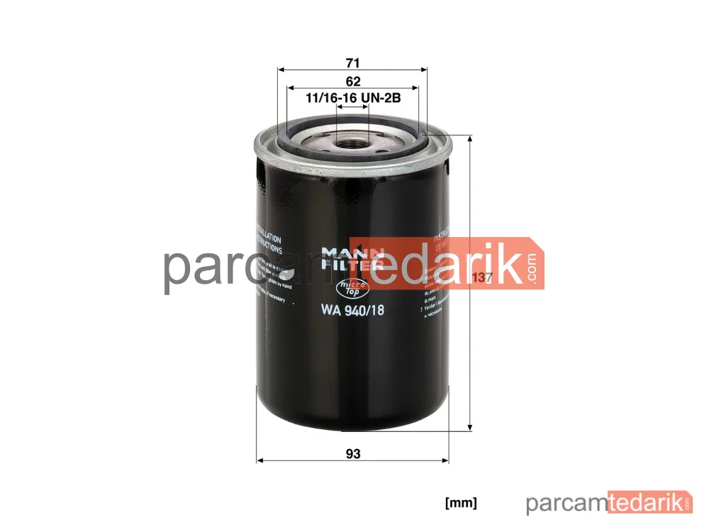 MANN FILTER WA940/18 | Soğutma Filtresi — John Deere 5020 Serisi 03=>