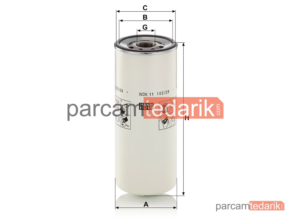 MANN FILTER WDK11102/28 | Yakıt Filtresi — Volvo FH 05=>, FH16 03=>, FM 05=>, FM9 01-05, FMX 10=>