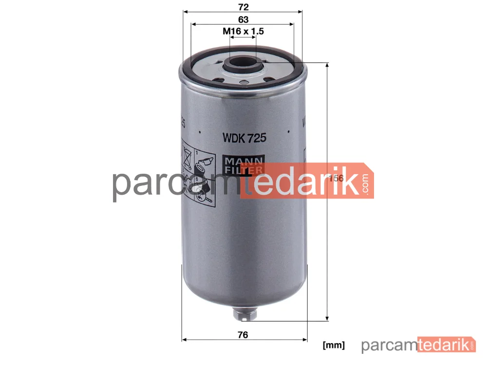 MANN FILTER WDK725 | Yakıt Filtresi — MAN F2000 94=>, L2000 93=>, F90 88-95