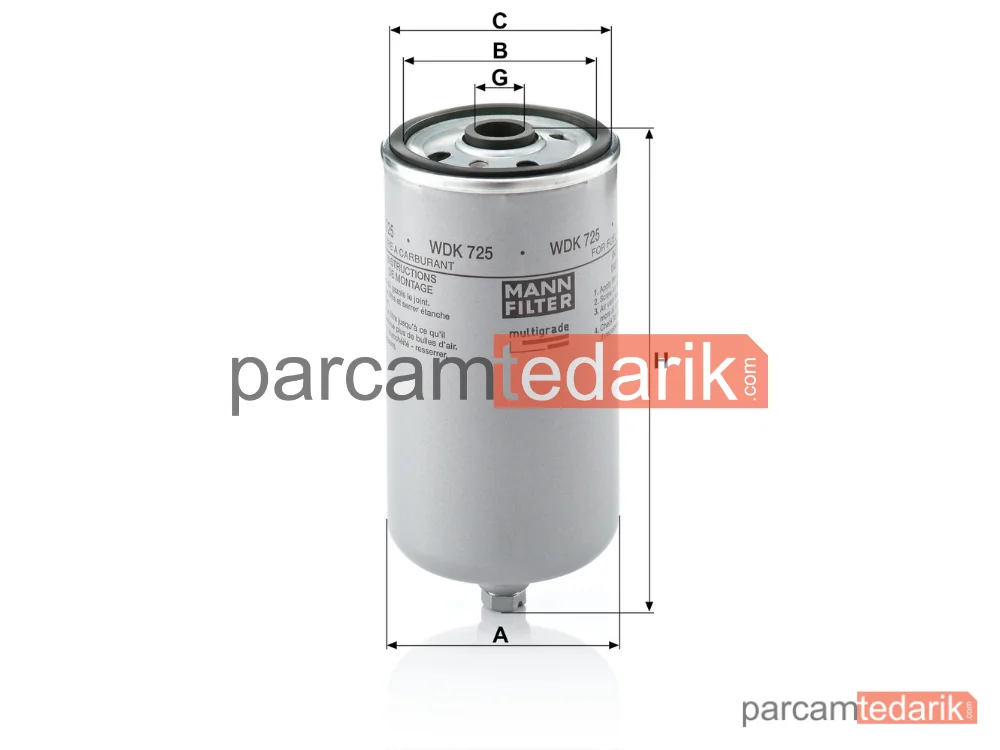 MANN FILTER WDK725 | Yakıt Filtresi — MAN F2000 94=>, L2000 93=>, F90 88-95