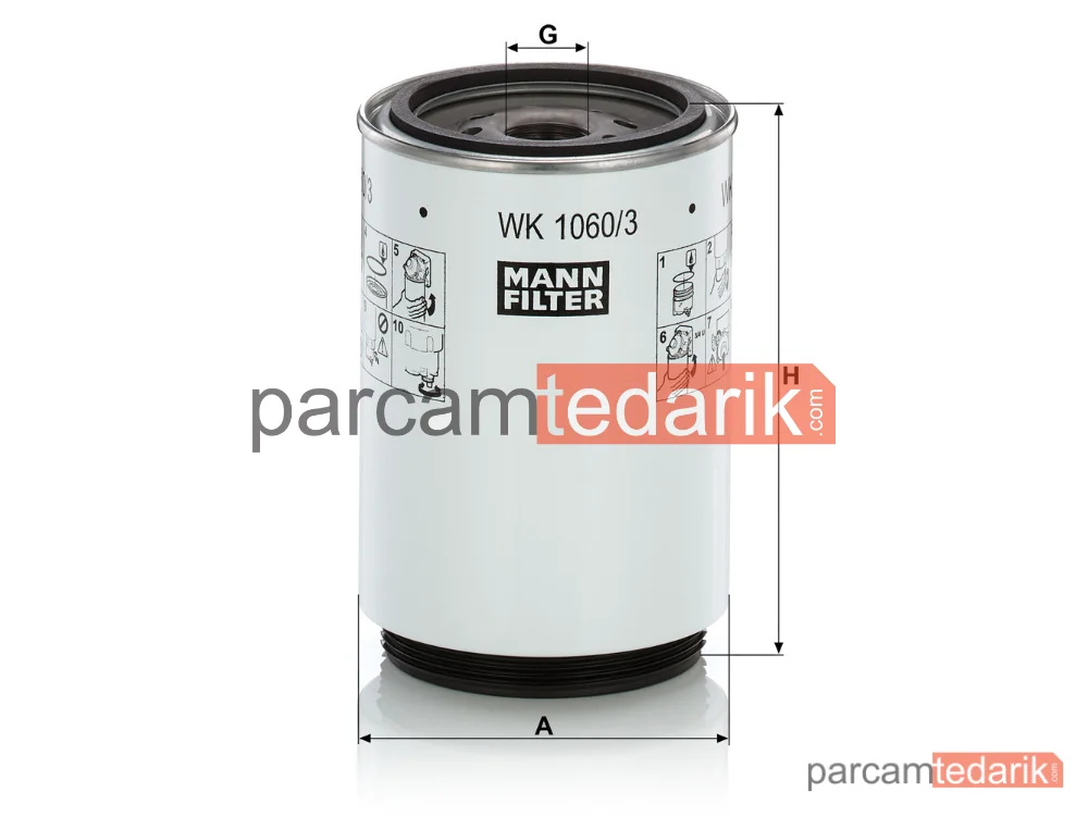 MANN FILTER WK1060/3X | Yakıt Filtresi — Scania P,g,r,t Serisi 04=>, 4 Serisi 96-08, Volvo FH12 93=>, FM7 98-01