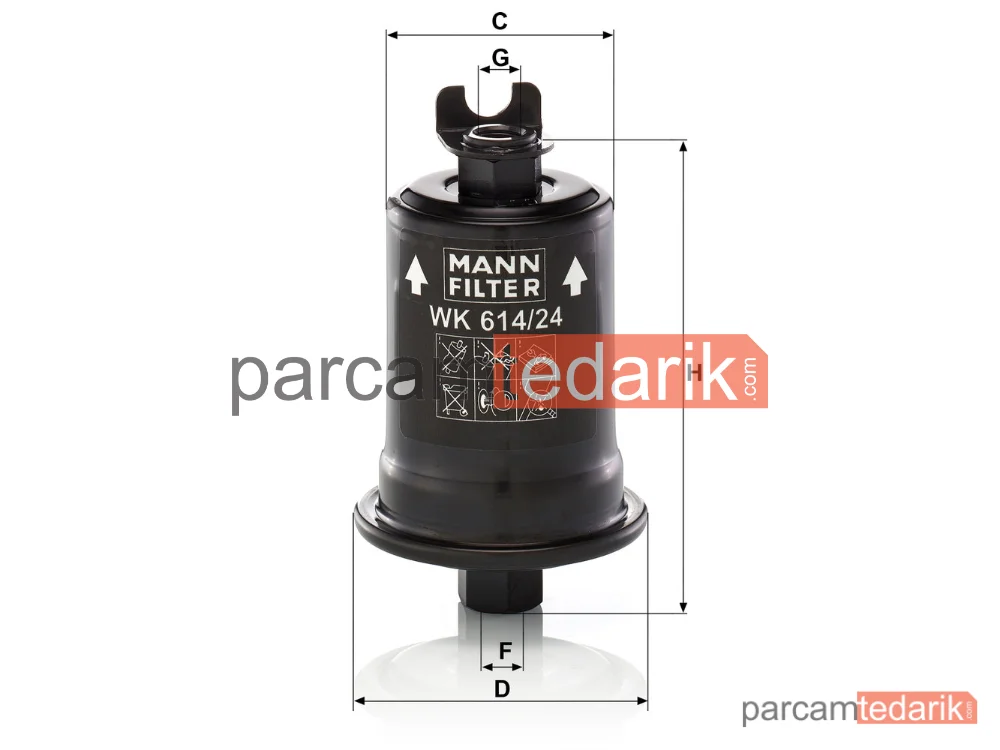 MANN FILTER WK614/24X | Yakıt Filtresi — Mitsubishi Colt IV 1.6 94-96