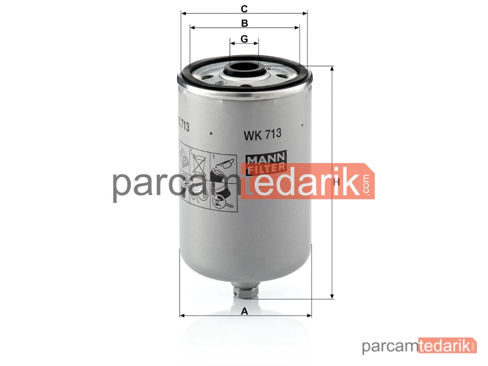 MANN FILTER WK713 | Yakıt Filtresi — Volvo XC90 I D3/D5 09-14, D5 AWD 02-10