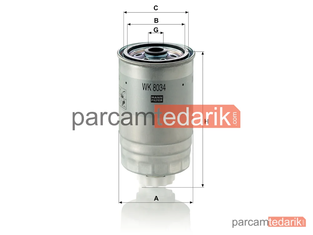 MANN FILTER WK8034 | Yakıt Filtresi — Jeep Cherokee 2.8 CRD 4X4 08=>, Wrangler III 2.8 CRD 07=>
