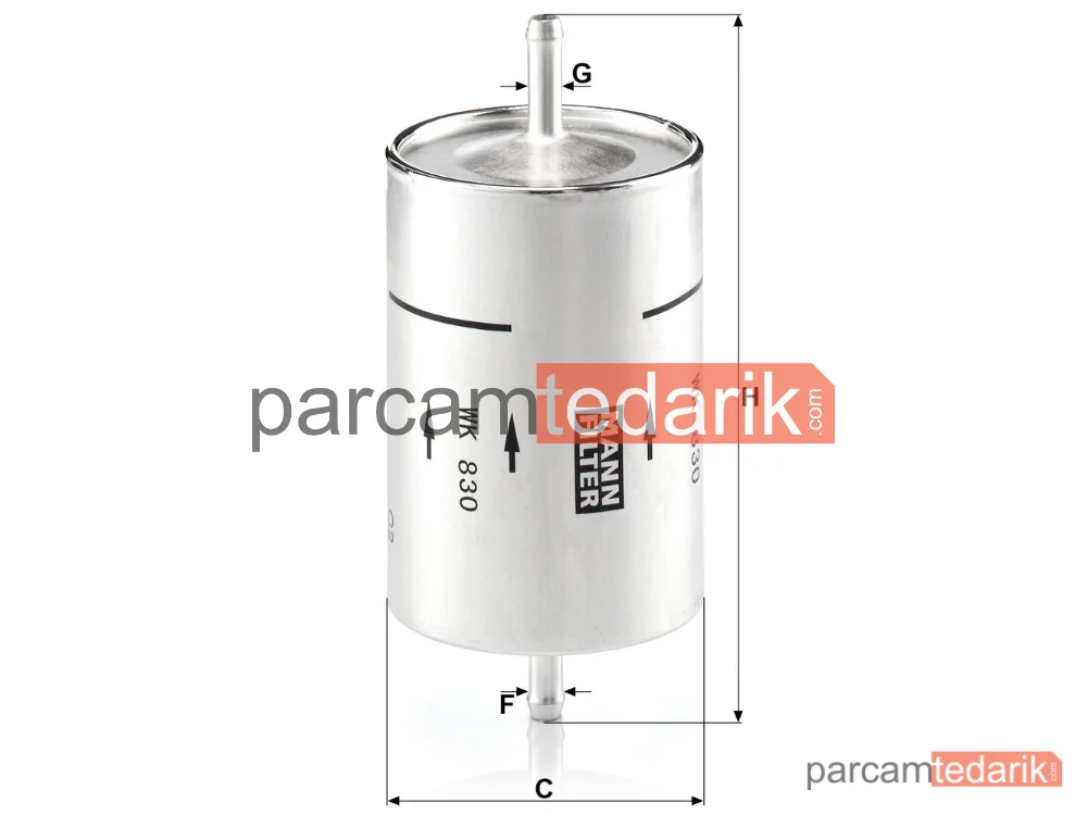 MANN FILTER WK830 | Yakıt Filtresi — Renault Clio I 12 90-98, 1.4 90-98, 1.8 90-98, 19 I 1.7 88-92