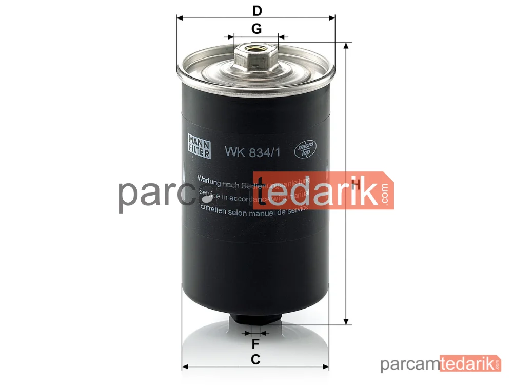 MANN FILTER WK834/1 | Yakıt Filtresi — Audi 90 2.3 E 87-91