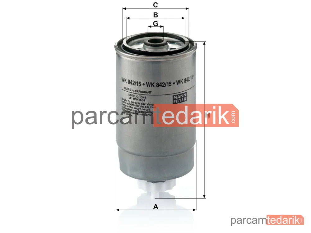 MANN FILTER WK842/15 | Yakıt Filtresi — Fiat Ducato 2.3 JTD 02=>