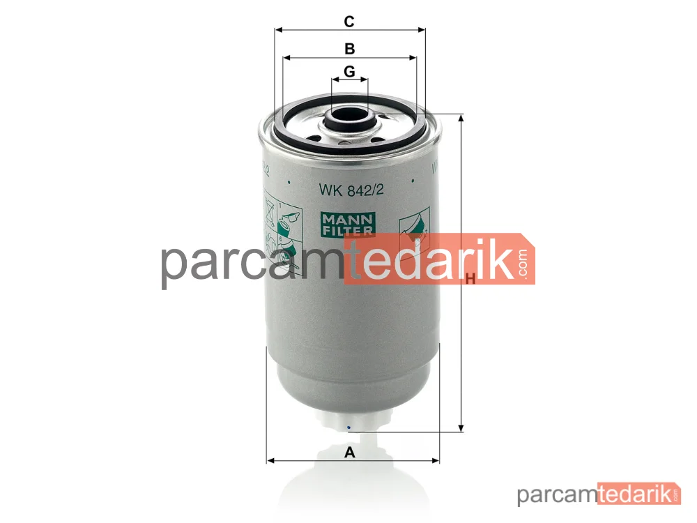 MANN FILTER WK842/2 | Yakıt Filtresi — Alfa Rome 6 .5 TD 81-86, 33 1.8 TD 86-90