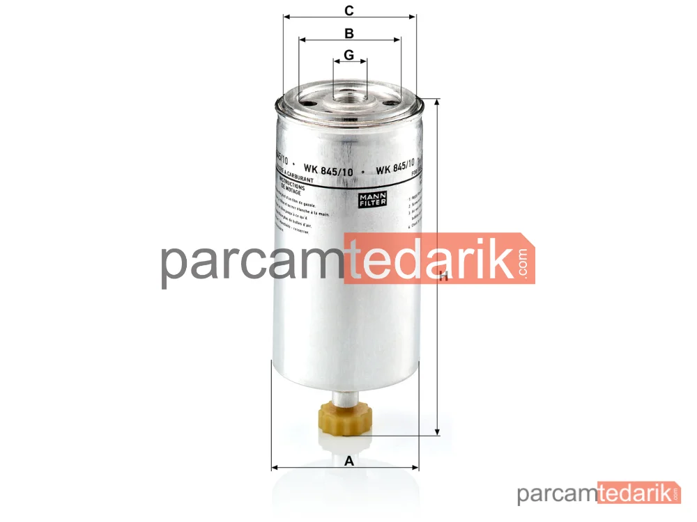 MANN FILTER WK845/10 | Yakıt Filtresi — DAF 95 XF 97-02, CF 85 01-13