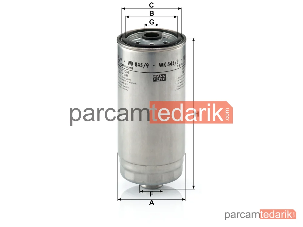 MANN FILTER WK845/9 | Yakıt Filtresi — Renault Trucks Mascott 120.35 04-10, 160.35 04-10