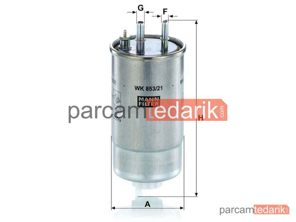 MANN FILTER WK853/21 | Yakıt Filtresi — Fiat Doblo 1.3-1.6 D Multijet 10=>, Linea 1.3 D Multijet 07=>