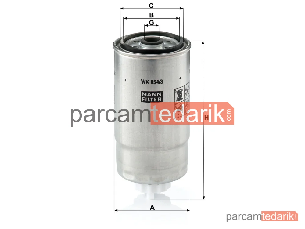 MANN FILTER WK854/3 | Yakıt Filtresi — Alfa Romeo 147 1.9 JTD 16V 02-10, 156 1.9 JTD 16V 02-05