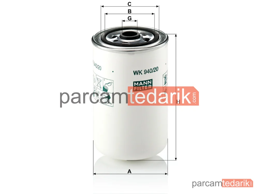 MANN FILTER WK940/20 | Yakıt Filtresi — Renault Trucks Magnum 00=>, Premium 00=>
