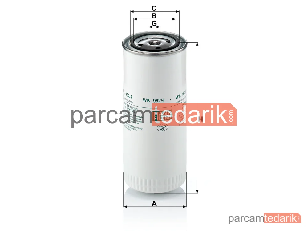 MANN FILTER WK962/4 | Yakıt Filtresi — DAF 75 92-98, 85 92-98, 95 87-98